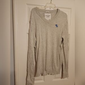 Abercrombie & Fitch Heather Gray Pullover with Blue Accent